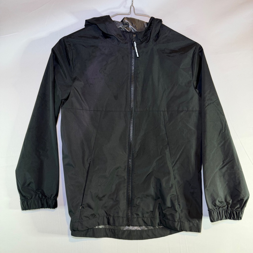 Cat & Jack Boys Black Hooded Windbreaker‎ Jacket Ripstop Full Zip Size M 8
